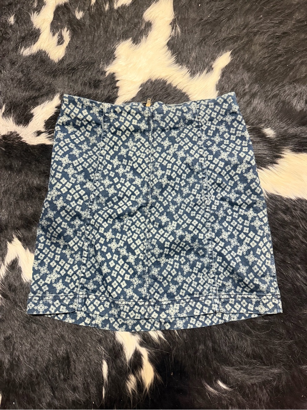 Free People Indigo Combo Green Diamond Mini Skirt Size 4